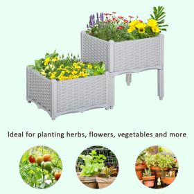 2-Piece Raised Garden Bed With Legs, Self-Watering Planter Box Raised Bed To Grow Flowers (Option: Gray) 2-Piece Raised Garden Bed With Legs, Self-Watering Planter Box Raised Bed To Grow Flowers (Option: Gray)